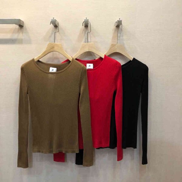 

tees luxury design 2021 winter quality 55% silk 45% virgin wool thin knitted o-neck blouse, White