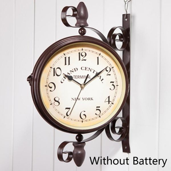 

wall clocks 1pc retro vintage inspired double sided quartz clock wrought iron train grand station style silence