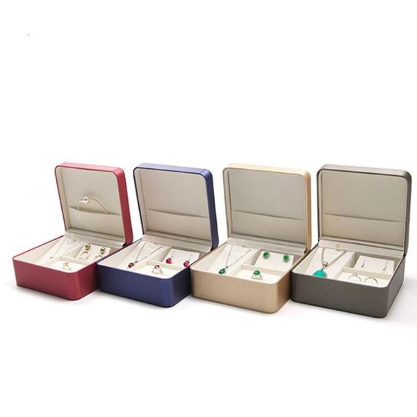 

jewelry pouches, bags 15x14x7cm brushed leather box creative portable accessories storage set ring pendant bracelet, Pink;blue