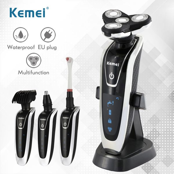 

kemei electric shaver for men rechargeable 4 in 1 floating four blade hair shaving machine replacement head electric razor d40