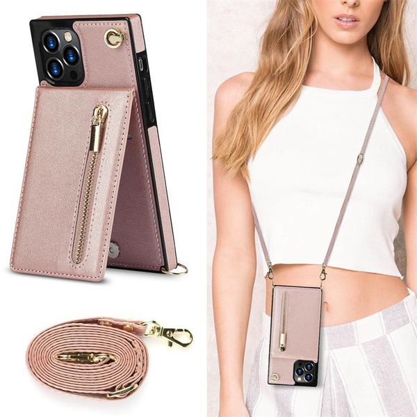 

cell phone pouches crossbody shoulder strap wallet holder stand case for samsung s21 ultra s20 fe s10 plus s9 note 20 10 9 a90 5g cover
