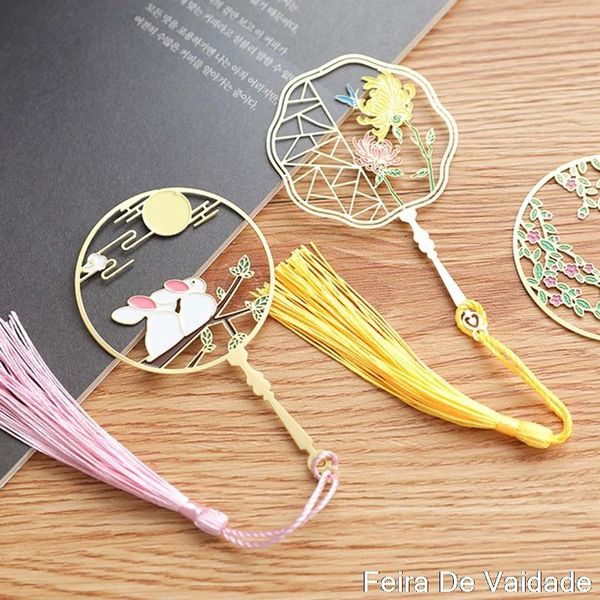 

bookmark panda//flowers /bamboo/leaf pattern metal retro chinese style brass hollow tassel book clip stationery supplies