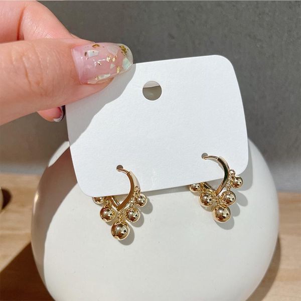 

hoop & huggie mengjiqiao korean fashion metal heart earrings for women girls cute ball oorbellen jewelry gifts, Golden;silver