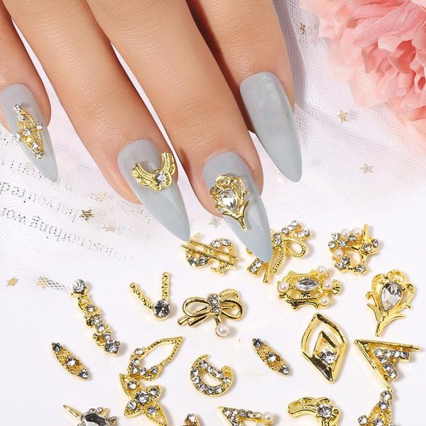

nail art decorations 20 pcs/lot 3d alloy rhinestone dollar sign bowknot pearl diy jewelry accessory wholesale drop, Silver;gold