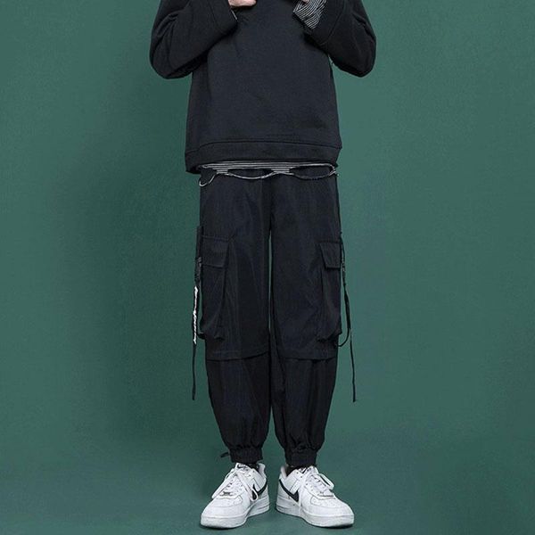 

men's pants overalls trousers fall handsome straight loose bf wind ankle-length casual black/pink