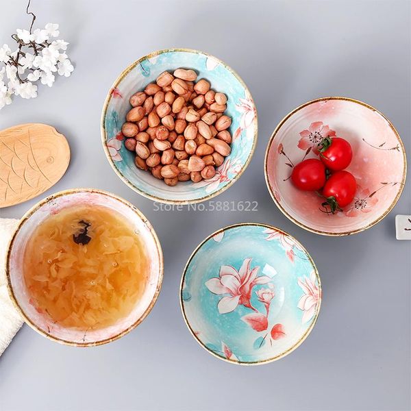 

bowls 1pc japanese ceramic bowl rice porcelain enamel fruit and vegetable noodle student dormitory dinner plate