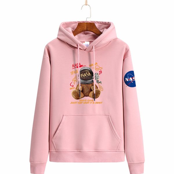 

2021 designer nasa long sleeve hooded velvet sweatshirts hoody pullover men women hoodie plus size 241, Black