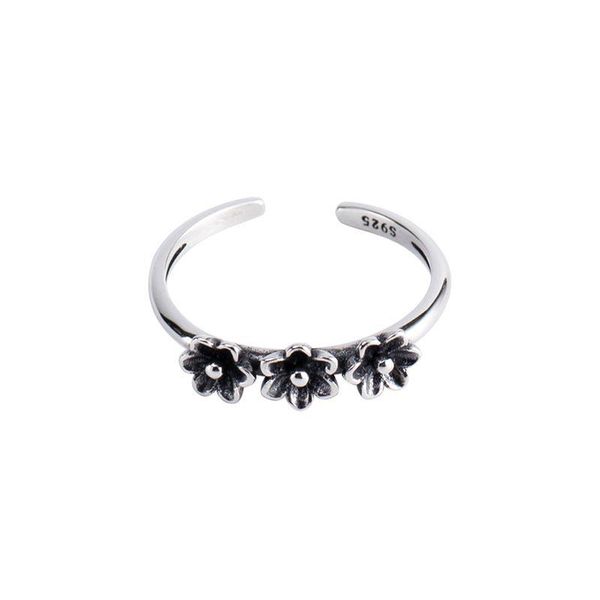 

cluster rings ypay 100% real sterling silver do the old vintage three flower open for women fine jewelry ymr112, Golden;silver