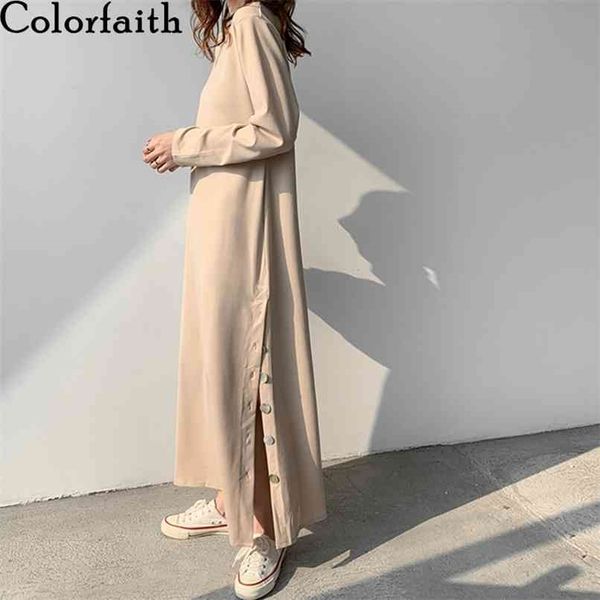 

spring autumn women dresses knitted buttons solid slit korean style elegant vintage lady long dress dr0159 210427, Black;gray