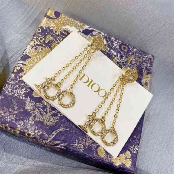 

70% off outlet online / 2021 new letter inlaid diamond tassel fashion net red same earrings female, Black