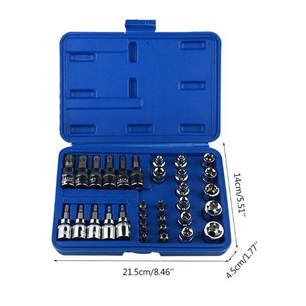 

34pcs bits socket chrome vanadium steel press batch sleeve star e type 28tc professional hand tool sets