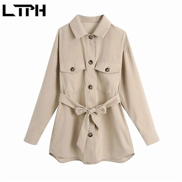 

ltph vintage tooling style shirt dress women long sleeve high waist sashes slim short elegant casual dresses spring 210423, Black;gray