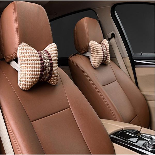 

seat cushions brand car neck pillows both side pu leather single headrest fit for most cars filled fiber universal pillow