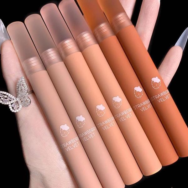 

lip gloss 6 colors strawberry mud matte glaze lipstick waterproof pigment makeup with strong box