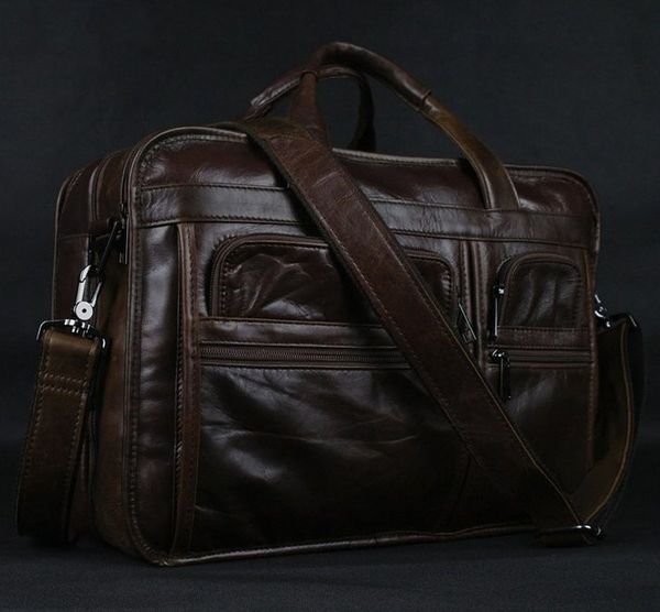 Messenger Bag Genuine Leather Men Moda Hight Qualidade Luxo Ombro Crossbody Tote Handbag Office 15 