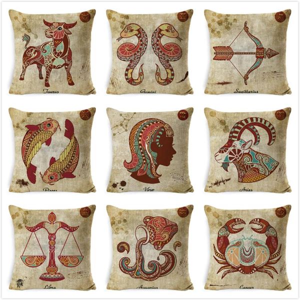 

cushion/decorative pillow aries leo virgo cushion cover 12 constellations case home decorative cotton linen pillowcase 45x45cm