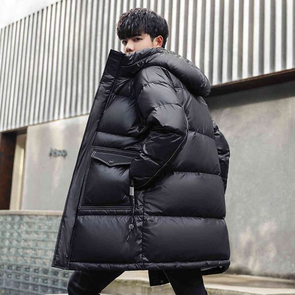 

winter clothes new black down jacket medium and long warm white duck hooded coat men s parkas