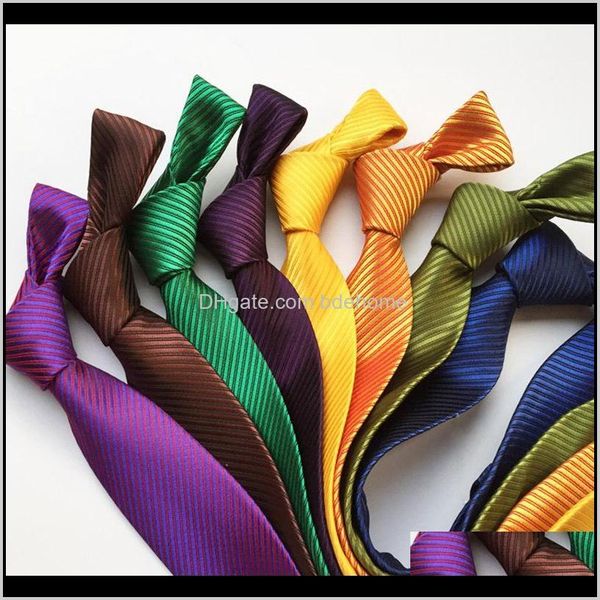 

ties fashion drop delivery 2021 men suit 8cm slim skinny satin silk norrow wedding party use neck tie shirt aessories cnfgq, Blue;purple