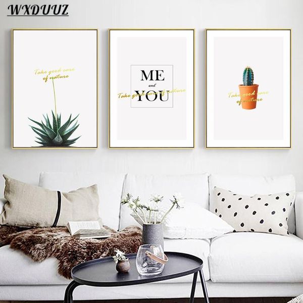 

paintings nordic modern creative english cactus art decor room living sofa wall picture quality canvas painting poster home