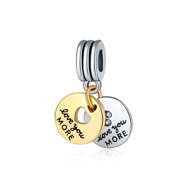 

fits pandora bracelets 20pcs love you more dangle pendant silver charms fits pandora charms bracelet beads for jewelry making 925 sterling s, Black