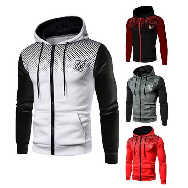 

men's hoodies & sweatshirts sik silk plus fleece print polka dot ropa hompre high street brand outdoor training splicing pullover sudad, Black