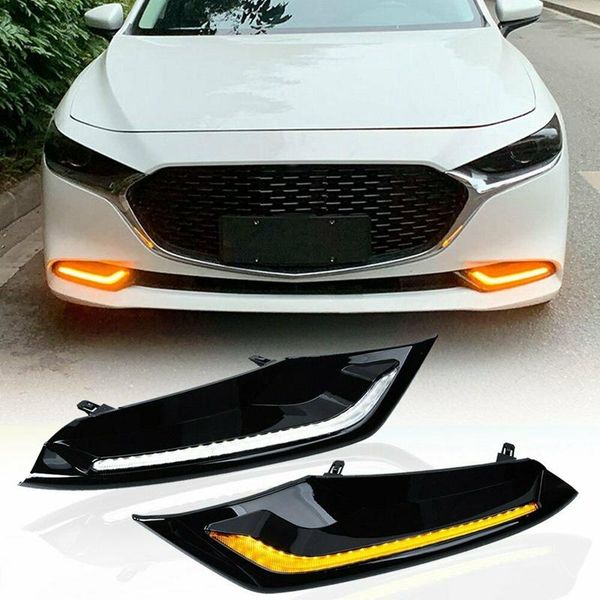 

car headlights 2pcs led front bumper drl daytime running light fog lamp for 3 axela 2021-2021