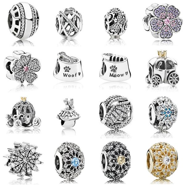 

new 2021 100% 925 sterling silver flower gems charm fit diy original bracelet fshion jewelry gift, Black