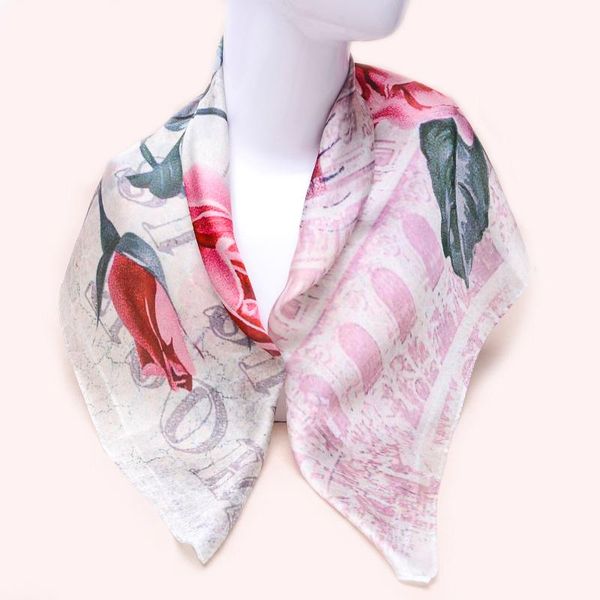 

scarves fashion silk shawl bandana scarf for women 70*70cm square neck hair tie band bag warp soft neckerchief hijab headscarf female, Blue;gray