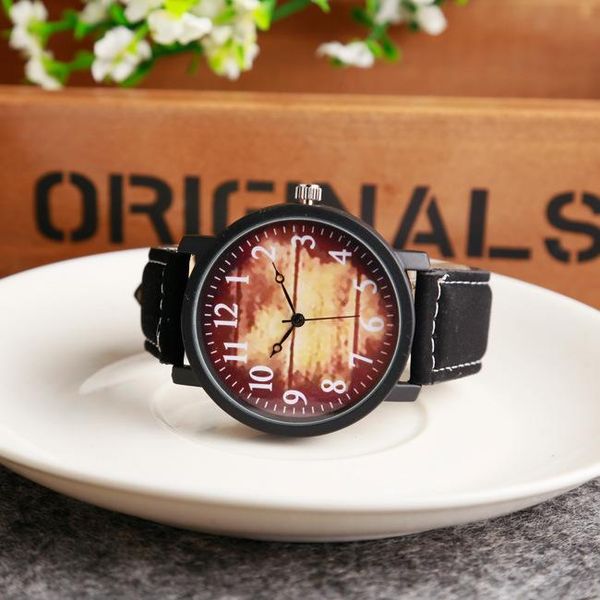 

wristwatches 2021 fashion graffiti sports women watch men's simple watches leather strap ladies clock love gift, Slivery;brown