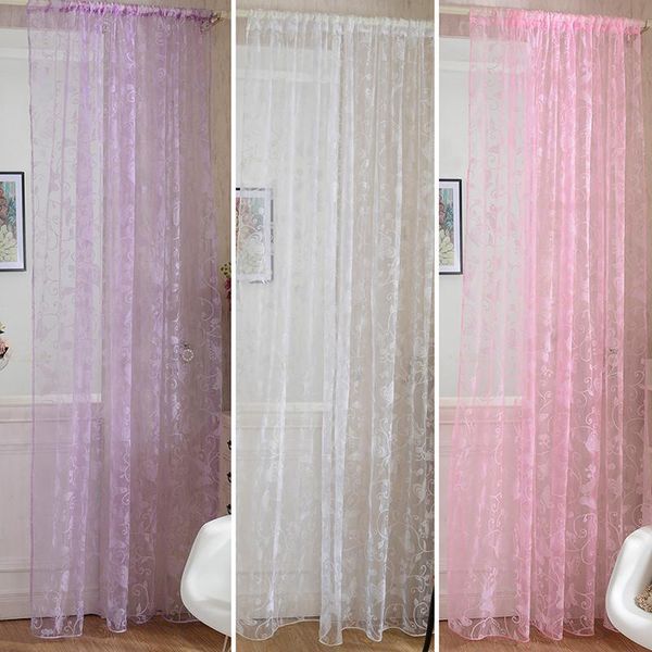 

curtain & drapes door drape panel scarf sheer voile butterfly flocked yarn window decal pink curtain1