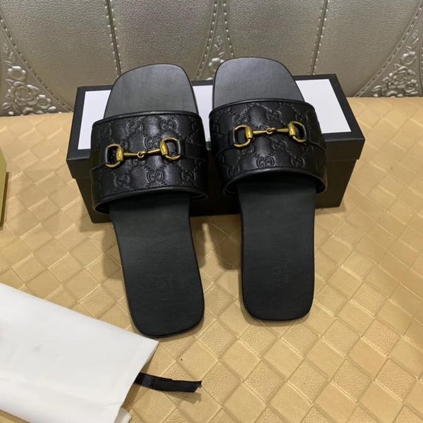 

summer 2021 new fashion men black slippers non slip leather printed flip flop