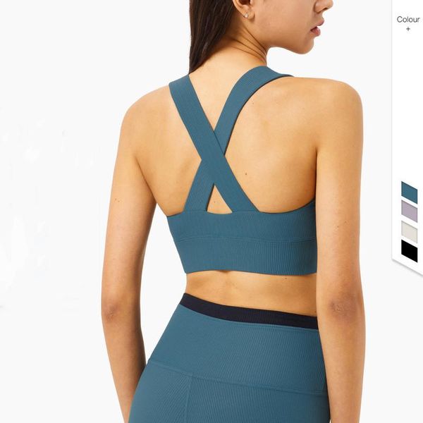 

ribbed gym workout yoga bra female cross beautiful back gather fitness running underwear sports for women crop outfit