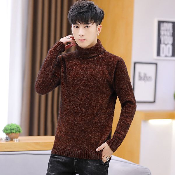 

men's sweaters male black khakis jersey dark green coffee geared autumn and winter casual pullovers sweater high men's vintage tur, White;black