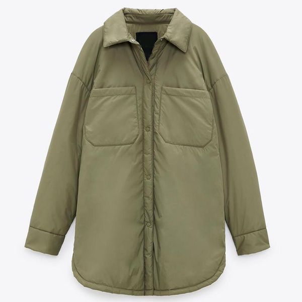 

women's jackets 2021 autumn winter oversize warm cotton jacket coat women vintage green long outwear female solid loose overcoats ladie, Black;brown