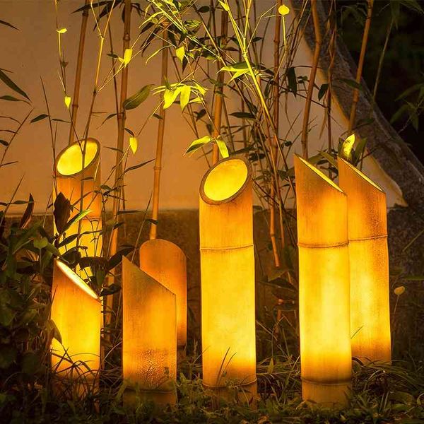 

outdoor waterproof courtyard resin led garden roadside landscape bamboo tube lawn lamp