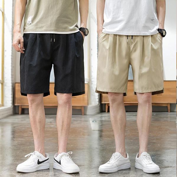 

men's casual bermuda shorts streetwear man solid color fashion mens beach 2021 summer drop, White;black