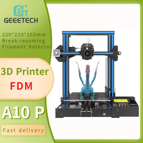 

printers geeetech a10 fdm 3d printer open source control board, filament detector, easy assembly, resume printing, atuo-leveling, diy kit
