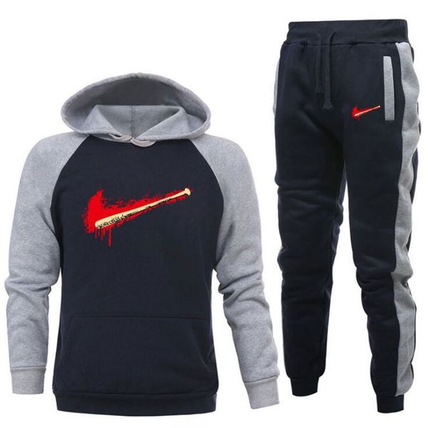

2021 casual fashion men tracksuit jogging suits sports sets hoodies+sweatpants two piece outfits male pullover sweatshirts s-xxxl, Gray