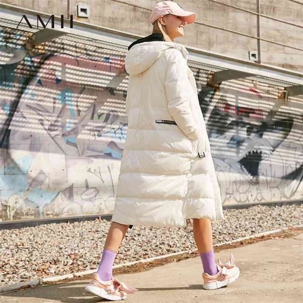 

winter women warm white duck down coat female causal solid thick patch design letter hooded long jackets 1186 210527, Black