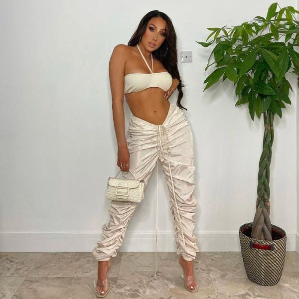 

women's pants & capris 2021 autumn and winter casual sports solid color streetwear soft drawstring pleated girls women, Black;white