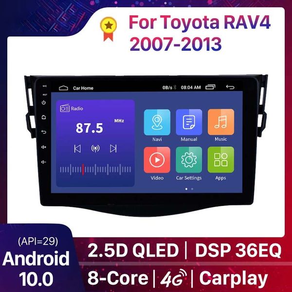 Carro DVD Radio GPS Multimedia Unit Player para Toyota RAV4 2007-2013 Suporte DVR OBD Retrovisor Camera Bluetooth WiFi