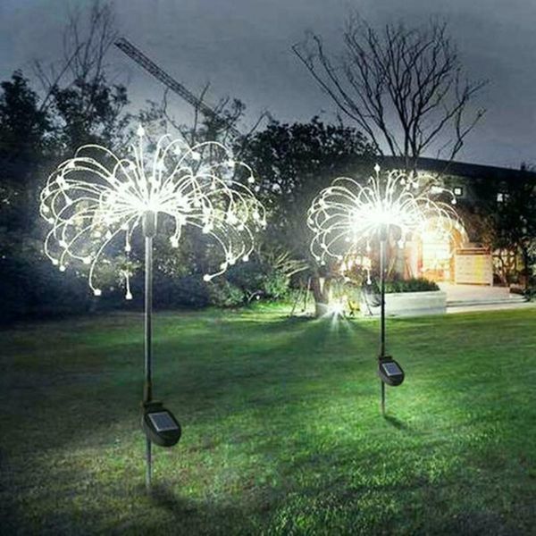 

solar lamps 2pcs waterproof powered outdoor grass globe dandelion fireworks lamp flash string for garden lawn landscape holiday light
