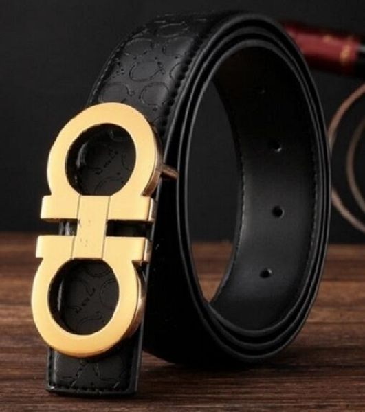 

gold big buckle genuine leather belt designer men women mens belts, Black;brown