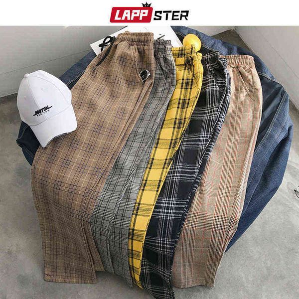 

lappster women streetwear plaid pants harajuku high waist joggers korean style sweatpants ladies autumn trousers plus size 211124, Black;white