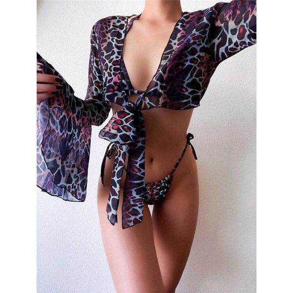

women's swimwear 2021 halter printed bikini women female swimsuit three-pieces set with cover up bather bathing suit swim lady, White;black