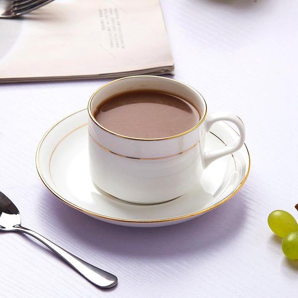 

cups & saucers european style bone china coffee cup, crystal ceramic milk chinese golden rim lily spoon sets