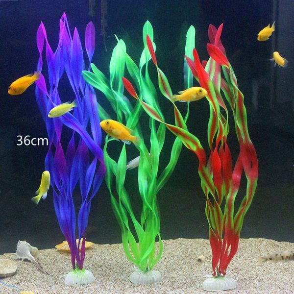 

artificial underwater plants aquarium fish tank decoration green purple water grass viewing decorations plant