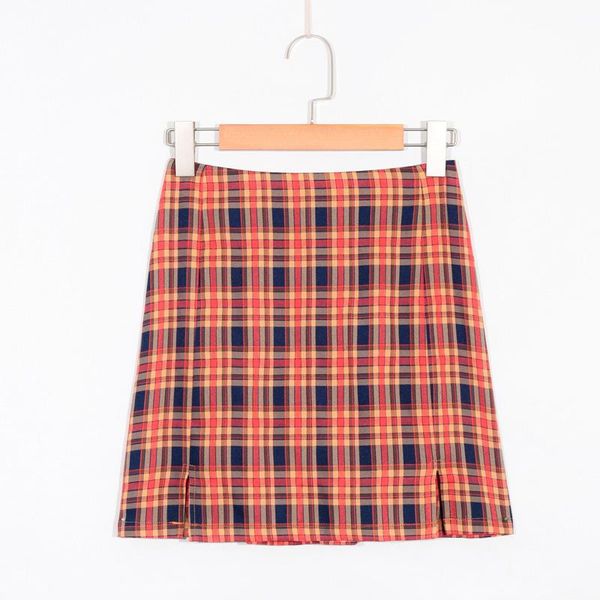 

summer women's casual plaid high waist mini skirt skirts, Black