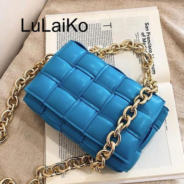 

evening bags golden metal chain pu crossbody messenger luxury women designer female trend plaid shoulder bag lady purse and handbag
