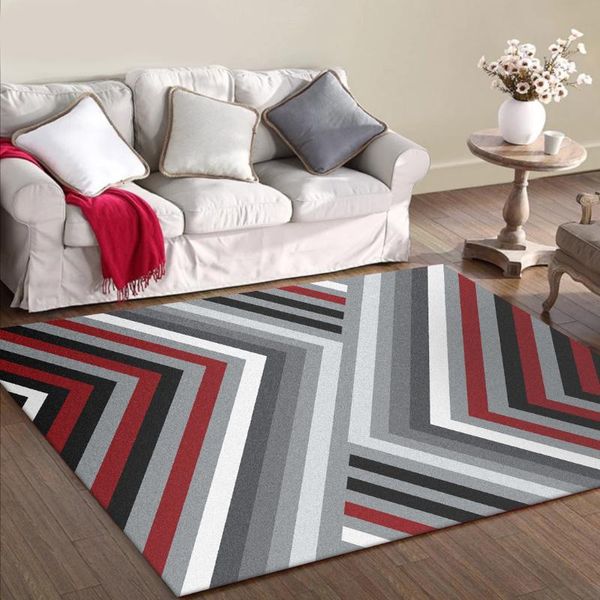 

carpets fashion modern sports wind grey crimson black and white asymmetrical geometric simple lines living room bedroom bedside carpet
